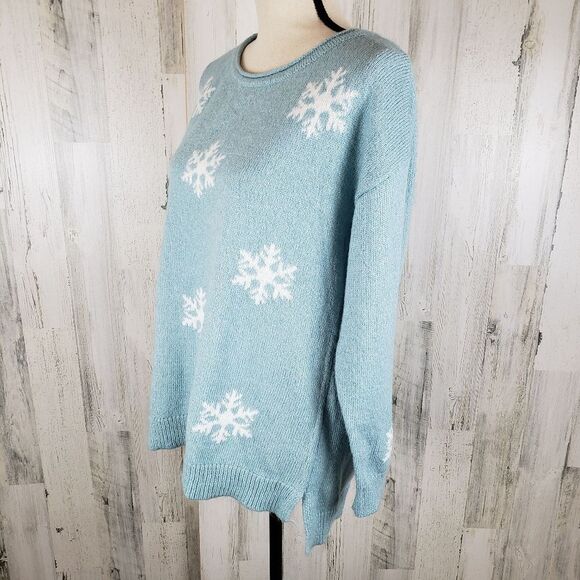 Christopher & Banks Fuzzy Snowflake Sweater Sz L - Picture 3 of 7